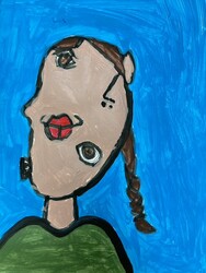 E30 Picasso Styled Self-Portrait by Yasmine Kiared, Nicholas Sheran, Gr.3