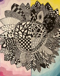 E42 Zentangle Flower by Morgan M, Akisha, Jasmeen, Hailey, Lakeview, Gr.5