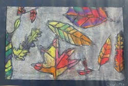 E1 Colourful Falling Leaves by Charlotte Gallant, Lakeview, Gr.3