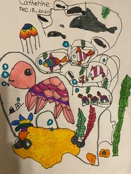 E169 Sea Animals by Catherine (Meng) Jin, Lakeview, Gr.K